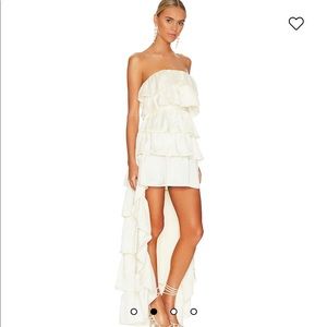 WeWoreWhat tiered ruffle high low dress